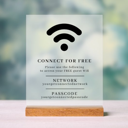 WiFi-Netzwerk-Passwort Gastinfo benutzerdefinierte Acrylschild (Neutral)