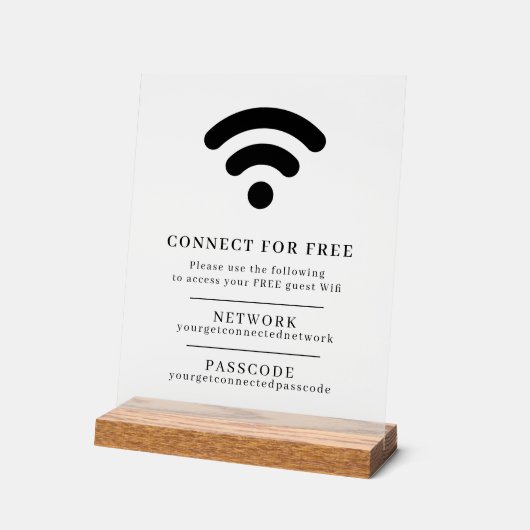 WiFi-Netzwerk-Passwort Gastinfo benutzerdefinierte Acrylschild (Winkel)