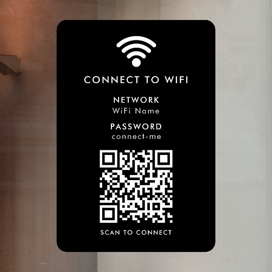 WiFi-Netzwerk | QR Code Internet Password Black Fensteraufkleber