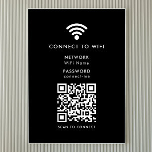 WiFi-Netzwerk   QR Code Internet Password Black Poster