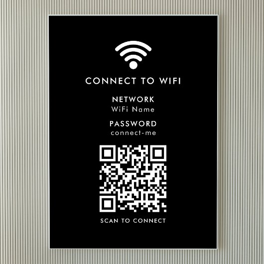 WiFi-Netzwerk | QR Code Internet Password Black Poster