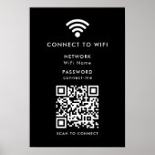 WiFi-Netzwerk | QR Code Internet Password Black Poster (Vorne)