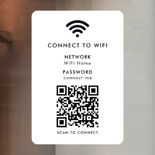 WiFi-Netzwerk   QR Code Internet Password White Fensteraufkleber