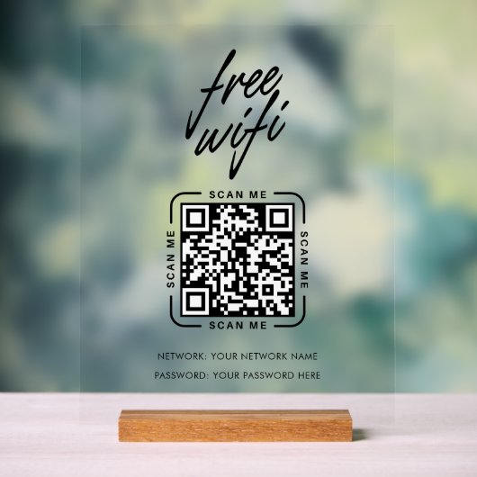 Wifi-Netzwerk-QR-Code Schwarz Moderne Geschäftswel Acrylschild (Neutral)