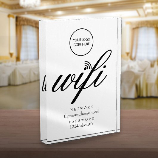 WiFi-Netzwerk und Kennwort Signieren Sie Ihr Logo Fotoblock
