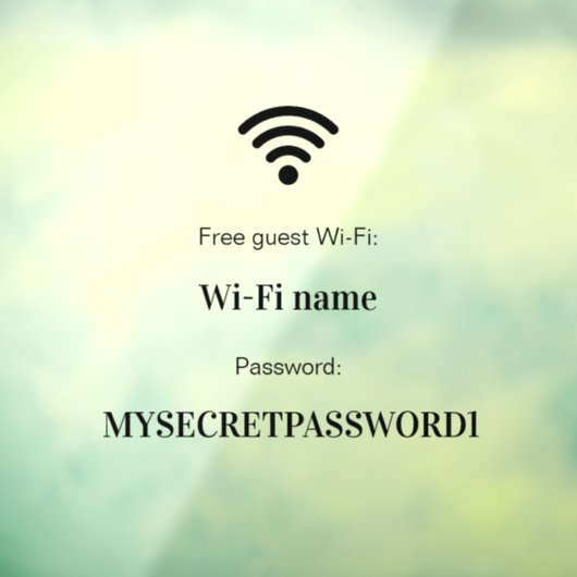 WiFi-Netzwerk- und Kennwortgeschäft Fensteraufkleber (Blatt 3)