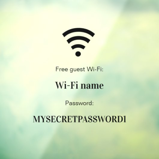 WiFi-Netzwerkkennwort des Gastkunden Fensteraufkleber (Blatt 3)