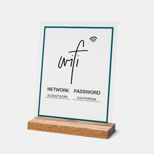 WiFi-Netzwerkkennwort: Freestyle-Akryllisches Zeic Acrylschild (Winkel)