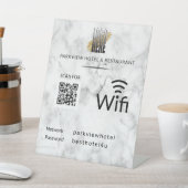 Wifi-Netzwerkkennwort QR-Code Logo-Marble Pedestal Sockelschild (In SItu)