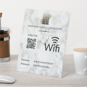 Wifi-Netzwerkkennwort QR-Code Logo-Marble Pedestal Sockelschild