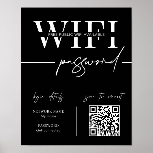 WIFI-Netzwerkkennwort QR-Code Minimalistisch Poster (Vorne)