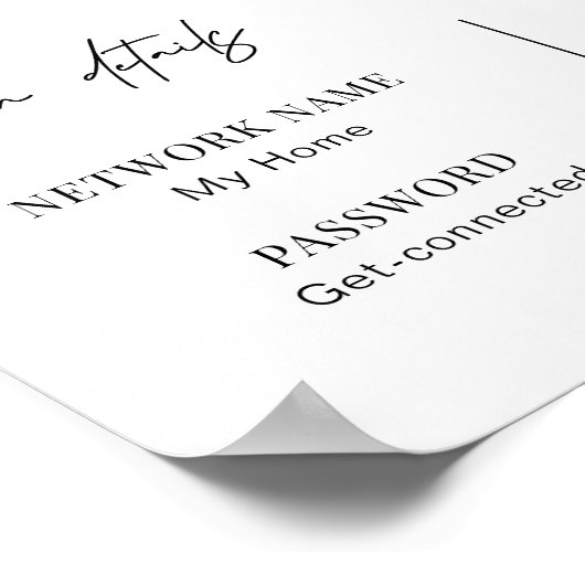 WIFI-Netzwerkkennwort QR-Code Schwarz & Weiß, mode Poster (Ecke)