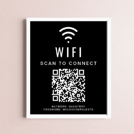 Wifi-Netzwerkscan, um QR-Code schwarz anzuschließe Poster