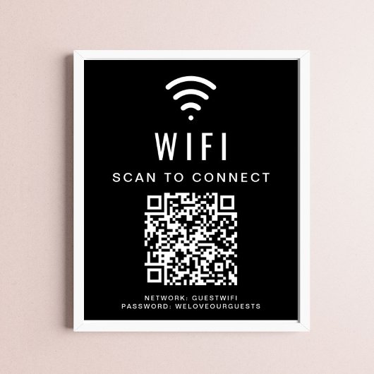 Wifi-Netzwerkscan, um QR-Code schwarz anzuschließe Poster