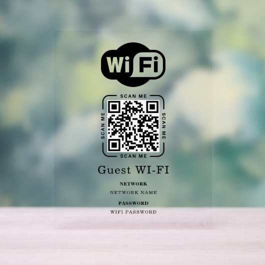 Wifi Password and Network Personalized QR Code  Acrylschild (Neutral)