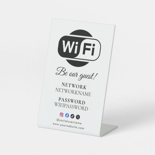 Wifi Password and Network Personalized Sockelschild (Vorderseite)