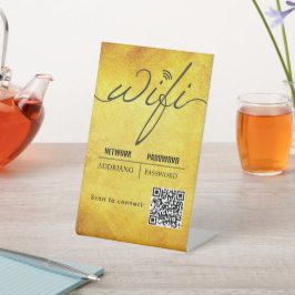 WiFi Password Code Gold Business Logo QR Code Sockelschild