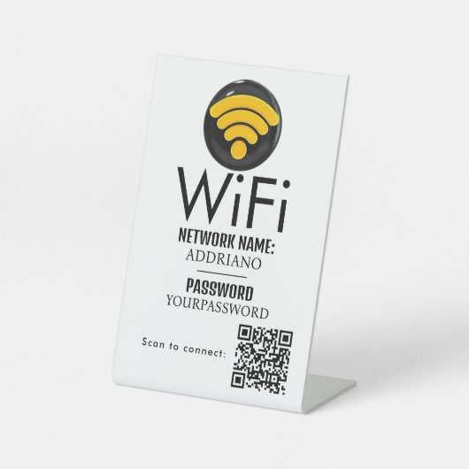 WiFi Password Code Gold Business Logo QR Code Sockelschild (Vorderseite)