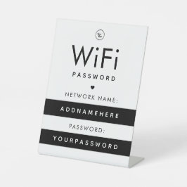 WiFi Password Code Internet Network Logo & Herz Sockelschild