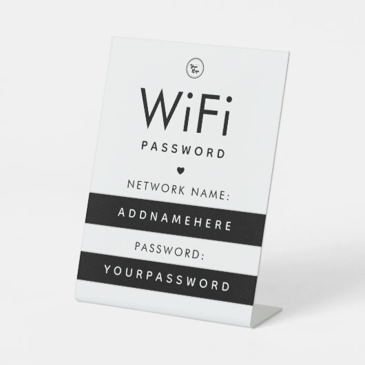 WiFi Password Code Internet Network Logo & Herz Sockelschild (Vorderseite)