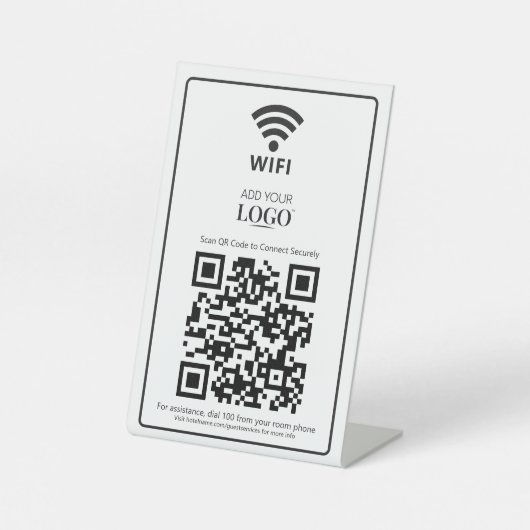 WiFi Password Network Access Qr Code Hotel Zimmer Sockelschild (Vorderseite)