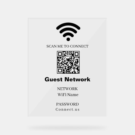 WiFi Password QR Acrylic Sign Acrylschild (Vorderseite)
