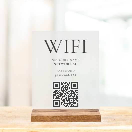 WiFi Password QR Code Business Modernes Minimalist Acrylschild
