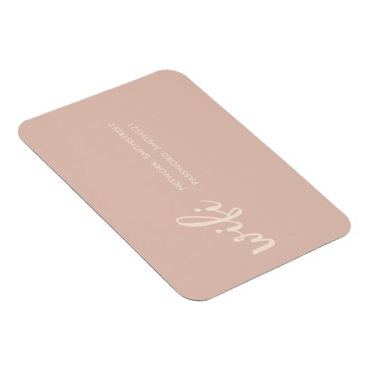 WIFI Password Sign Beige Blush Magnet (Rechte Seite)