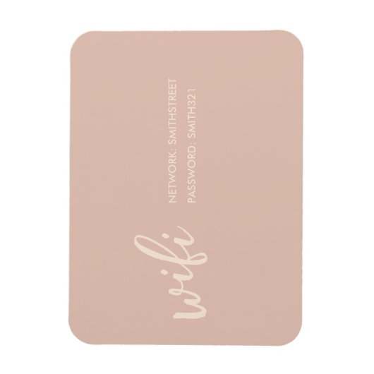 WIFI Password Sign Beige Blush Magnet (Vertikal)