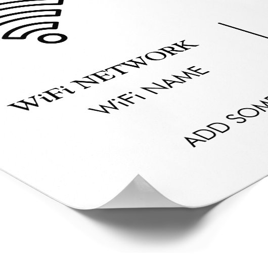 WiFi Password Signieren Airbnail Guest Room Zeiche Poster (Ecke)