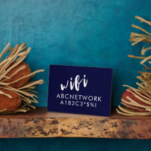 WiFi Password Signing Navy Blau Fotoplatte