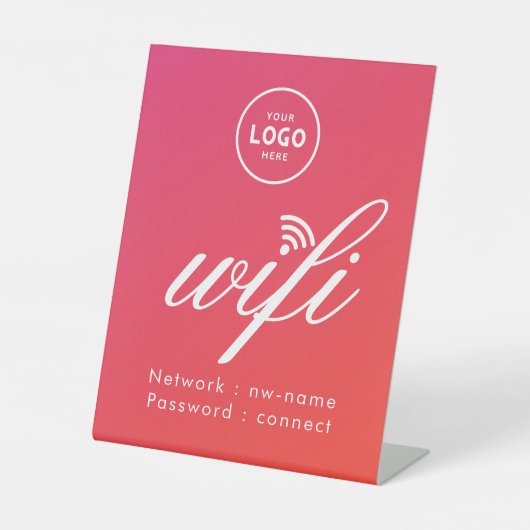 WiFi Passwort Code Geschäft Logo Blau Sockelschild (Vorderseite)