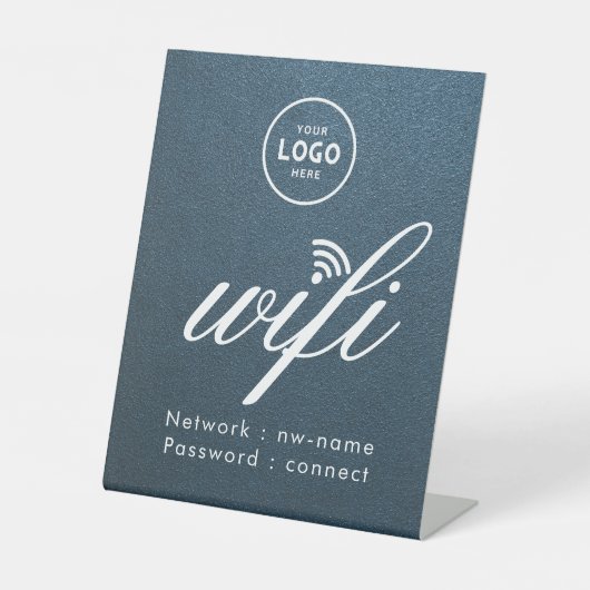 WiFi Passwort Code Geschäft Logo Blau Sockelschild (Vorderseite)