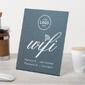 WiFi Passwort Code Geschäft Logo Blau Sockelschild (In SItu)