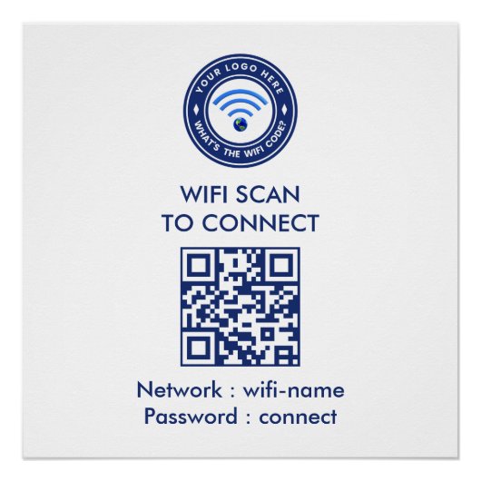 WiFi-Passwort-QR-Code-Schild | Wi‑Fi | Immobilienm Poster (Vorderseite)