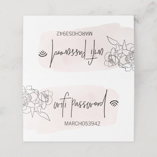 WIFI-PASSWORT Rosa Schreibtischzeichen Platzkarte (Außenseite Aufgefaltet)