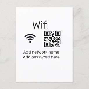 Wifi Passwort-Zeichen hinzufügen Q R Code hier Det Postkarte