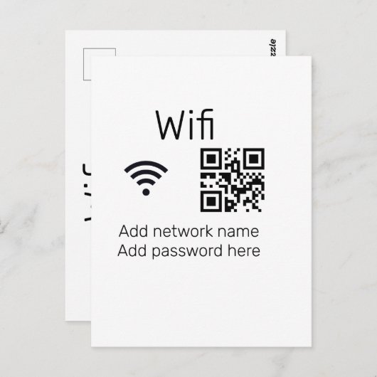 Wifi Passwort-Zeichen hinzufügen Q R Code hier Det Postkarte (Vorne/Hinten)