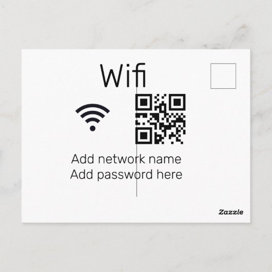 Wifi Passwort-Zeichen hinzufügen Q R Code hier Det Postkarte (Rückseite)
