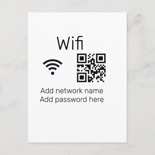 Wifi Passwort-Zeichen hinzufügen Q R Code hier Det Postkarte (Vorderseite)