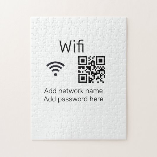 Wifi Passwort-Zeichen hinzufügen Q R Code hier Det Puzzle (Vertikal)