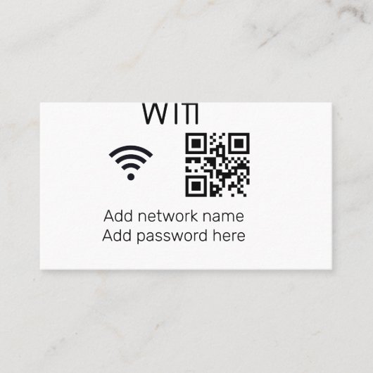 Wifi Passwort-Zeichen hinzufügen Q R Code hier Det Visitenkarte (Vorderseite)