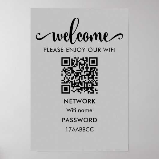WIFI - QR-Code | Bitte genießen Sie unser Wifi Gra Poster (Vorne)