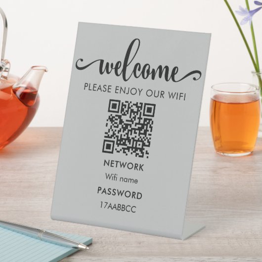 WIFI - QR-Code | Bitte genießen Sie unser Wifi Gra Sockelschild (In Situ)