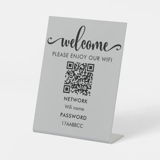 WIFI - QR-Code | Bitte genießen Sie unser Wifi Gra Sockelschild (Vorderseite)