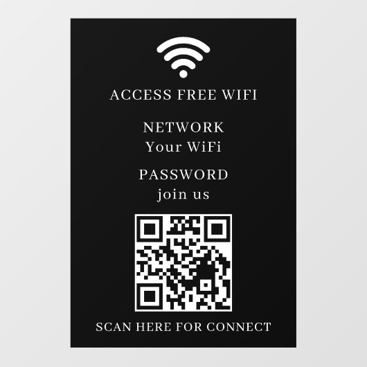 WiFi-QR-Code-Netzwerk-Fensterfolie Aufkleber (Blatt)
