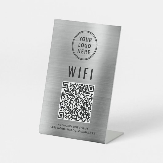 Wifi QR-Code-Prüfung für Firmenlogos zur Verbindun Sockelschild (Vorderseite)