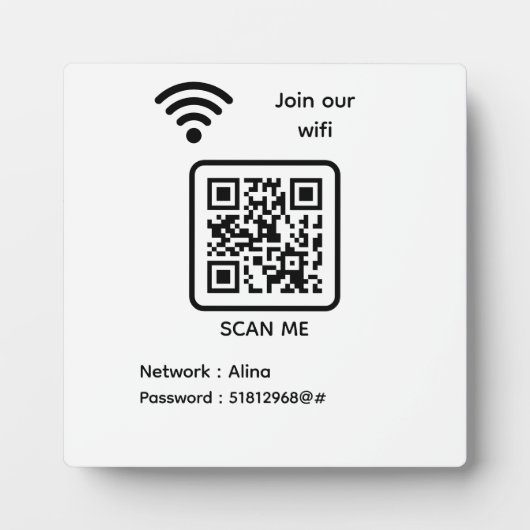 WiFi QR Code Scan Me Melden Sie sich an unserem Wi Fotoplatte (Vorderseite)