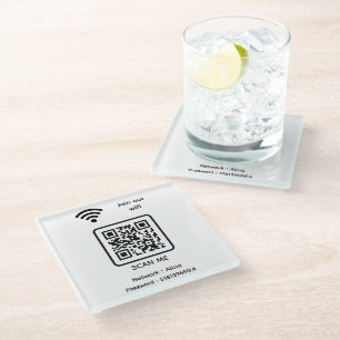 WiFi QR Code Scan Me Nehmen Sie an unserem Hotel W Glasuntersetzer