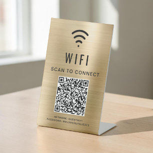 Wifi-QR-Code-Scan zum Verbinden Gold Sockelschild